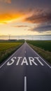 Road with a white start sign Royalty Free Stock Photo