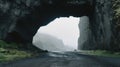 Misty Gothic Cave A Captivating Photo Of A Tunnel In Iceland