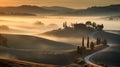 Foggy Landscapes Of Tuscany: A Romantic Chiaroscuro In Light And Amber