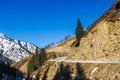 Road in winter mountains in Kazakhstan