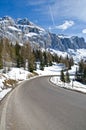 Road in wintry mountain landscape Royalty Free Stock Photo