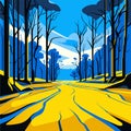 Road in the woods. Vector illustration of the road in the forest. generative AI