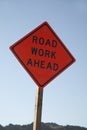 `Road Work Ahead` Road Sign Royalty Free Stock Photo