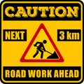 Road Work Ahead Sign isolated on white background. Vector illustration Royalty Free Stock Photo