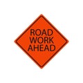 Road work ahead sign isolated on white Royalty Free Stock Photo