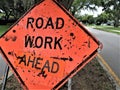 Road Work Ahead traffic sign, Tampa, Florida