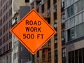 Road Work 500 ft sign Royalty Free Stock Photo