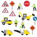 Road work icons or artworks elements set