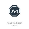 Road work sign icon vector. Trendy flat road work sign icon from traffic signs collection isolated on white background. Vector Royalty Free Stock Photo