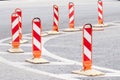 Road work signs at the city. Royalty Free Stock Photo