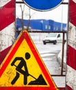 Road work. Traffic sign Royalty Free Stock Photo