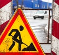 Road work. Traffic sign Royalty Free Stock Photo