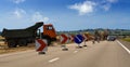 Road work truck blue Royalty Free Stock Photo