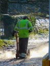 Road worker busy at work
