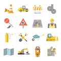 Road Worker Flat Icons Set Royalty Free Stock Photo