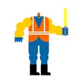 Road worker isolated. Roadman vector illustration. Service asphalt repair Royalty Free Stock Photo