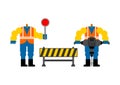 Road worker isolated. Roadman vector illustration. Service asphalt repair Royalty Free Stock Photo