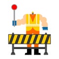 Road worker isolated. Roadman vector illustration. Service asphalt repair Royalty Free Stock Photo
