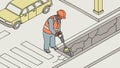 Road Workers with Jackhammer, Construction Site Vector Illustration, vector design Generative AI Royalty Free Stock Photo