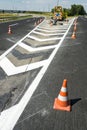 Traffic signs during repair and pain Royalty Free Stock Photo