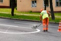 Road works, painting of road lanes