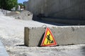 Road works sign for construction works in city street Royalty Free Stock Photo