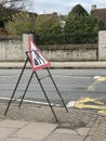 Road works sign on the street
