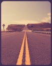 Road yellow dividing lines retro style Royalty Free Stock Photo