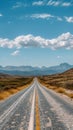 A road with a yellow line on it in the middle of nowhere, AI Royalty Free Stock Photo