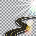 Road with yellow markings, receding into the distance. Abstract 3d. Sunlight. illustration Royalty Free Stock Photo