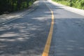 the road in yellow in the middle signifies caution