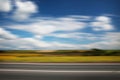 Road through the yellow sunflower field Royalty Free Stock Photo