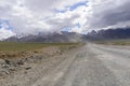 Road in Zanskar landscape view with Himalaya mountains covered with snow and blue sky in Jammu & Kashmir, India Royalty Free Stock Photo