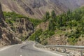 Road in Zeravshan river valley in northern Tajikist Royalty Free Stock Photo