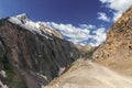 Road through Zozila Pass, Ladakah, Jammu and Kashmir, India Royalty Free Stock Photo
