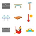 Roadbed icons set, cartoon style