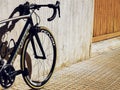 Roadbike in front of a wall Royalty Free Stock Photo
