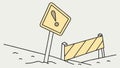 Roadblock or Barrier with an Exclamation Mark Sign Line Art, vector design Generative AI Royalty Free Stock Photo
