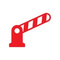 Roadblock, car barrier isolated vector icon in red and white. Stop here warning design.