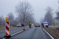 A roadblock that restricts the movement of people between counties