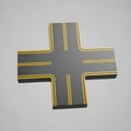 RoadIntersection FourWayCrossing 3DRender IsolatedObject AsphaltPavement Royalty Free Stock Photo