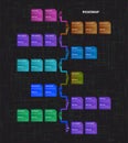 Roadmap with colorful copy space on dark background. Vertical infographic timeline template for business presentation. Vector Royalty Free Stock Photo