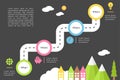 Roadmap Infographic with Four Steps on Blue Background Royalty Free Stock Photo