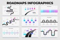 Roadmap Infographic Presentation Template, Timeline Diagram Set, Business Planning Roadmap Collection, Strategy Timeline Vector Royalty Free Stock Photo