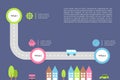 Roadmap Infographic with Three Steps and Colorful Houses Royalty Free Stock Photo