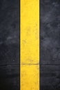 roadmark yellow line on asphalt top view Royalty Free Stock Photo
