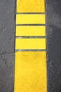 roadmark yellow line on asphalt top view Royalty Free Stock Photo