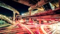 Roads and bridges during the night time traffic management in Bangkok, Thailand Royalty Free Stock Photo