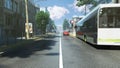 Roads in the city bus stantion day exterior scene 3d render Royalty Free Stock Photo