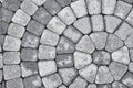 Cobbled road surface close up circled